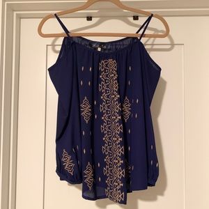 Embroidered cold shoulder blouse